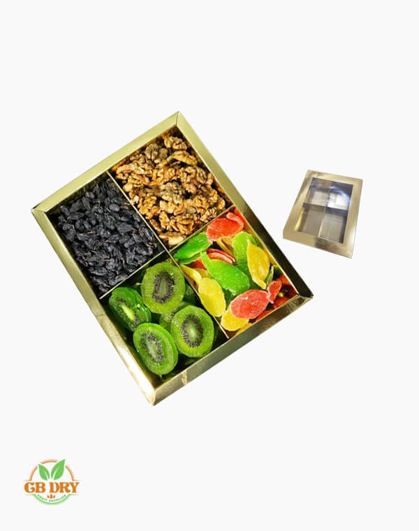 Golden color dry fruits gift box