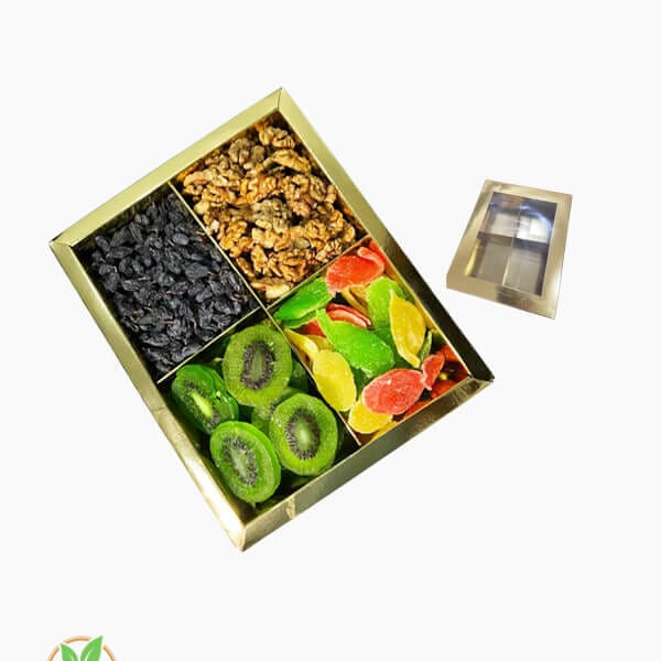 Golden color dry fruits gift box
